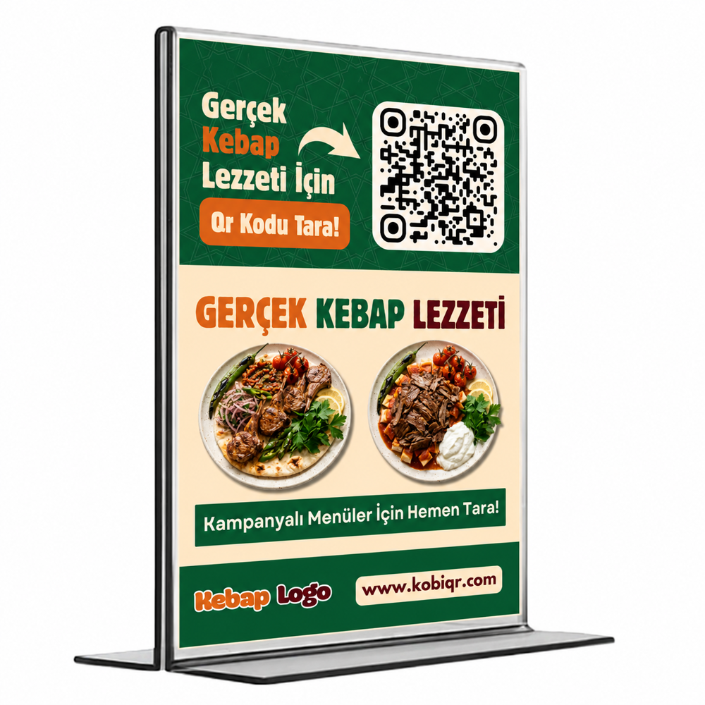 Kebap T Tipi Masa Üstü QR Kod Menü Standı